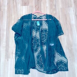Maurice’s woman’s Teal Sheer Lace Kimono
